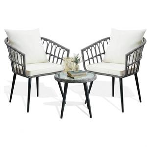 Juego <span class=keywords><strong>de</strong></span> Muebles <span class=keywords><strong>de</strong></span> Ratán <span class=keywords><strong>de</strong></span> Primera Calidad para Todo Clima, con Reposabrazos Curvos, 3 Piezas, para Exteriores, Ideal para <span class=keywords><strong>Apartamentos</strong></span>, Piscinas y Terrazas - Product Image 1