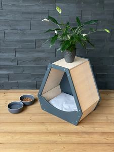 베개와 고양이를위한 현대 합판 애완 동물 집 독특한 모양의 목조 주택 - Product Image 5