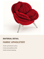 Chaise longue moderne en forme de pétale, fauteuil d'appoint rembourré en tissu, pieds en métal, canapé simple pour salon