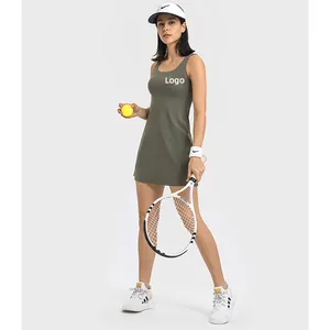 New With Short Jumpsuit Lined Tennis Dress Shorts Hidden Pocket Outdoor Running Wear Women Sports Dance Dress