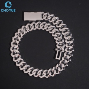 Cadena Cubana de Moissanita de 20MM con Micro Pavé de 4 Filas, Estilo Hip Hop, Chapada en Rodio, Plata 925, Joyería de Moda con Diamantes Completos - Product Image 2