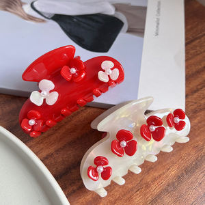 Sujeción de perlas de flores delicadas japonesas y coreanas con ácido acético, horquilla para agarrar el cabello, parte posterior de la cabeza, pinza de tiburón, pinza para el cabello para mujer - Product Image 3