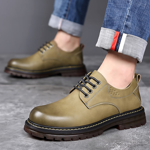 Botas de cuero para hombre, estilo Martin, tacón bajo, suela de goma antideslizante, zapatos casuales para el tiempo libre, hechas en Wenzhou. - Product Image 1