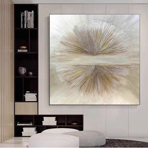 Originele Pure Handgemaakte Abstracte Zilveren Lijnen Zware Getextureerde Kunstwerken Moderne Abstracte Handgetekende Canvas Kunst Olieverfschilderij - Product Image 4