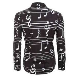 Nuovo Stampato Note Musicali Camicie Più Il Formato Traspirante Dailywear Tuxedo Shirt - Product Image 5