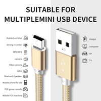 Cable de carga de datos para cámara Mp3, nailon, 1m, 2m, 3m, Usb 2,0 A, macho A Mini B, 5 pines
