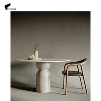 Table Ronde en Travertin Argenté Personnalisée Tostone, Populaire pour Salon, Salle à Manger, Cuisine, Maison, Appartement et Design Intérieur