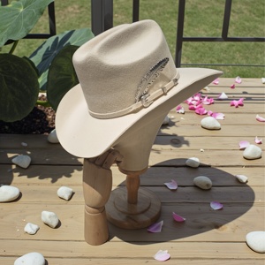 Sombrero Fedora personalizado de lana 100% de alta calidad para hombres, fieltro liso estilo vaquero con ala ancha para deportes, uso Formal, imagen lista para fiestas - Product Image 6