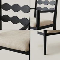 Chaise de salle à manger design simple et moderne en bois massif de caoutchouc, avec dossier rembourré, style nordique et français du milieu du siècle, modèle de mobilier pour la maison