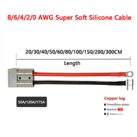 قابس طاقة 50A/120A/175A 600V مع كابل سيليكون 8/6/4/2/0awg لشحن بطارية السيارة الكهربائية، طقم موصلات عالية التيار