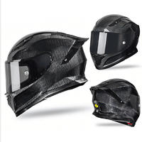 Casque de moto intégral de haute qualité certifié DOT, coque en fibre de carbone, design léger et antichoc, double visière