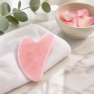 Outil <span class=keywords><strong>Gua</strong></span> <span class=keywords><strong>Sha</strong></span> en <span class=keywords><strong>quartz</strong></span> <span class=keywords><strong>rose</strong></span> KINWONG, forme de cœur, pierre naturelle, masseur facial, lifting du visage, drainage lymphatique, vente en gros OEM - Product Image 2