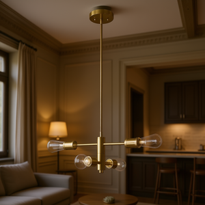 Modern Gold Four <b>Light</b> Trellis Pendant Fixture 15W X 6.75H Vintage Style For Living Room <b>Dining</b> Kitchen - Product Image 2