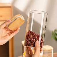 Bocaux de conservation carrés en verre borosilicate de haute qualité, résistants à la chaleur, hermétiques, sans BPA, avec couvercle en bambou, pour cuisine et garde-manger, aliments secs