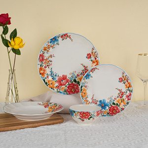 24 PCS Porcelain Tableware Set Ceramic Floral Fancy Dinner Table Set 6 Plates Luxury <b>Dinnerware</b> Sets - Product Image 2