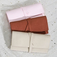 Offre Spéciale : Insert en microfibre pour bijoux avec bouton-pression, logo personnalisé imprimé, conteneur à bijoux en microfibre suédée pour colliers