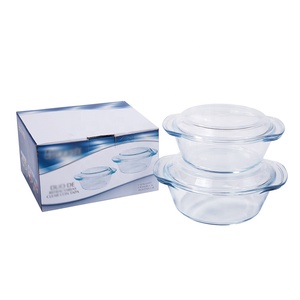 Round Shape High Borosilicate Glass <strong>Oven</strong> Microwave Safe Cookware Casseroles <strong>Dish</strong> <strong>with</strong> Glass <strong>Lid</strong> Handle - Product Image 6