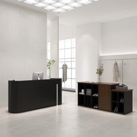 Comptoir de réception commercial moderne minimaliste en bois massif écologique, laqué noir, pour salons de coiffure et instituts de beauté