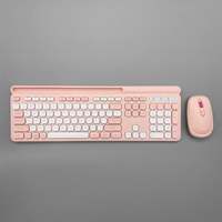 Keyboard dan Mouse Gaming Nirkabel Pink 2.4G untuk Komputer, Tablet, Ponsel Android - Hadiah untuk Anak Perempuan, Pelajar, Tersedia