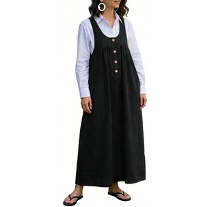 เดรสยาวทรงพินาโฟร์สำหรับผู้หญิง แบบไม่มีแขน ติดกระดุมด้านหน้า สไตล์ลำลอง แฟชั่น - Product Image 3