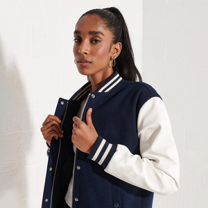 Chaqueta de Béisbol Personalizada con Logotipo, Estilo Varsity, Tejida, Transpirable, con Estampado Otoñal para Mujer, Nueva Colección ODM - Product Image 3
