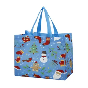 Bolsa de compras no tejida de sellado térmico reutilizable de Navidad bolsa no tejida Logotipo de Navidad