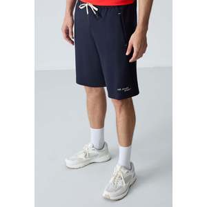 Shorts pour homme en coton bleu marine, épais, doux, texturé, coupe standard, basique - 81276 - Bleu marine - Product Image 3