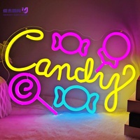 Bande lumineuse LED néon 3D sur le thème des bonbons, avec sucettes spirales, plaque arrière en acrylique, alimentation USB, pour la maison, les confiseries, les pâtisseries