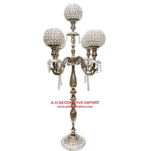 High Quality Floor Candelabra 5 <b>Candle</b> with Crystal Globe Aluminum <b>Tall</b> Party Centerpiece & Floor Decoration Handmade Candelabra - Product Image 5