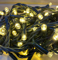 Guirnalda de Luces LED con Pegamento, Cable de PVC Verde IP44 de 10 Metros, 100 LED, Color Blanco Cálido, Doble Color, Brillante, Decoración Navideña para Exteriores