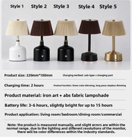 Lampe de bureau en fer avec abat-jour en tissu plissé simple, LED, alimentée par batterie, lumière d'ambiance pour chambre à coucher, commande tactile, intensité réglable, veilleuse