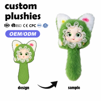 Porte-clés en peluche Panda OEM personnalisé avec yeux étoilés, visage de poupée, col à carreaux, support de logo, échantillon disponible, vente en gros, accessoire de jouet