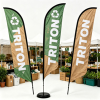 Drapeau personnalisé Triton pour cérémonie de mariage, bannière d'affichage extérieur avec impression de logo personnalisé et base