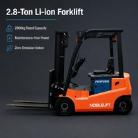 Chariot élévateur à fourche au lithium NOBLELIFT 2,8 tonnes 76,8V 206Ah électrique contrepoids 14km/h rayon de braquage 2350mm entrepôt CE ISO hydraulique