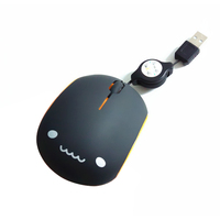 Desain baru kabel Pico 3 tombol 1600 DPI lucu kantor dapat diperpanjang Mouse lipat bisu