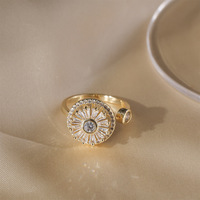 Modischer Drehbarer Zirkon-Kupferschmuck Ästhetischer Anti-Angst Drehring Trendiger Schneeflocken-Fidget-Ring für Frauen