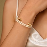Bracelets en perles miniatures plaqués or 18 carats, tendance nouvelle, prêts à être expédiés, en acier inoxydable, pavés de zircons, bracelet jonc complet