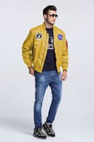 Blousons bombardiers NASA personnalisés en gros pour hommes, style vintage, coupe-vent, à capuche, décontractés, en toile, brodés, pour le printemps