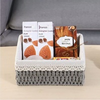 Organisateur de bureau en paille tressée style minimaliste, panier de rangement rectangulaire en corde de papier pour clés, télécommandes et documents