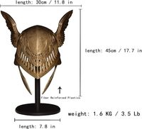 Casco Alado de Malenia con Patrón Animal, de Resina, con Soporte, Técnica Glaseada, Réplica de Accesorio de Cosplay