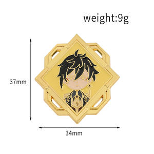 Wowei Anime dibujos animados Genshin impacto insignia Zhongli <span class=keywords><strong>Ganyu</strong></span> Rezaduk Metal broche escuela insignia pines - Product Image 3