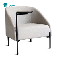 Chaise de canapé simple avec accoudoir de formation de bureau à haute densité d'école de conception moderne avec la tablette de bloc-notes de rotation