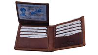 Dompet Lipat Pria Kulit Asli Anti RFID dengan Logo Kustom, Desain Fashion, Bukaan Terbuka, untuk Penggunaan Sehari-hari, Harga Terjangkau, OEM ODM