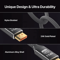 Câble DisplayPort Ultra Haute Définition 16K 8K, Câble Noir DP vers DP, DP2.2 2.0 1.4 pour Moniteur de Jeu, PC, Ordinateur Portable, OEM ODM