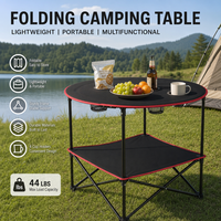 Table ronde pliante de camping en acier inoxydable moderne, portable, petite, pour pique-nique en plein air, avec 4 porte-gobelets, meubles