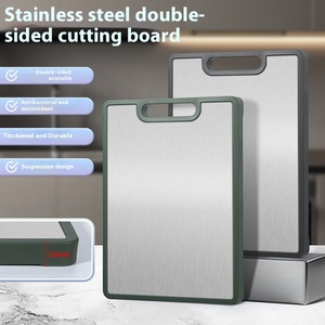 Planche à découper double face en acier inoxydable et en paille de blé, pour la viande - Product Image 3