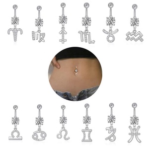 <span class=keywords><strong>Gaby</strong></span>'s último estilo Acero inoxidable Zodiaco ombligo anillo garra ajuste Piercing joyería para bodas - Product Image 2