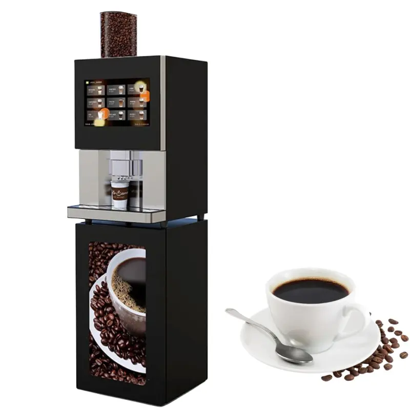 เครื่องชงกาแฟ Bean To Cup ขัดและปรุงสด 9 ตัวเลือกขนาดบด เครื่องชงกาแฟอัตโนมัติเชิงพาณิชย์