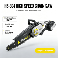 Tronçonneuse à chaîne sans fil portative 20V de 8 pouces, 1000W, 5000 tr/min, pas de 1/4, 45 maillons, pour l'élagage et la coupe du bois, capacité de 20 cm