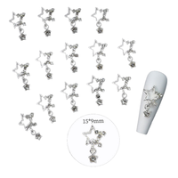Nouveau design français luxueux, breloques 3D pour ongles, pendentif étoile brillant en cristal, breloques étoiles en métal non toxiques pour DIY